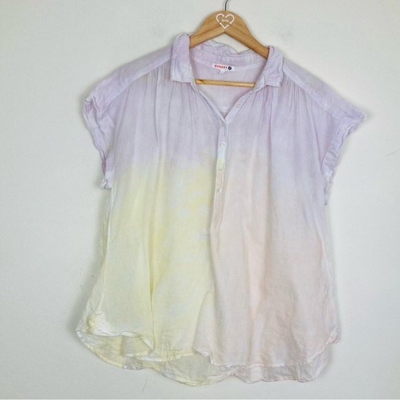 Sundry Tops - Sundry pastel pink, purple and yellow ombré popover semi sheer cotton top.Size 2